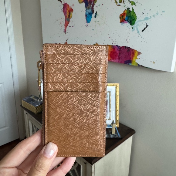YSL TAN CASSANDRE MATELASSÉ FRAGMENTS CARD CASE - Picture 2 of 9